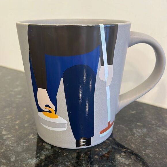 Curling Coffee Mug I'd Rather Be Curling Gray Cup Indigo - Picture 1 of 6